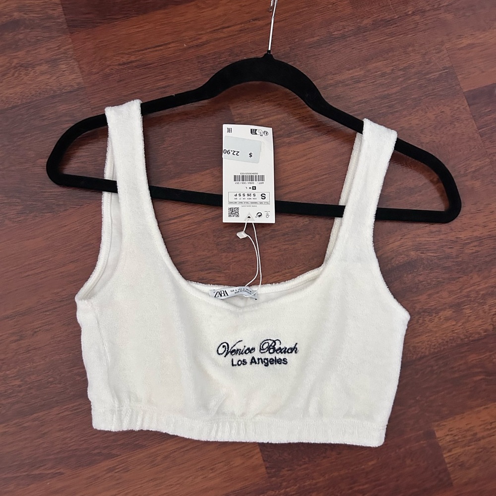 W/ tags Zara Terry Embroidery Cropped Bralette Top S